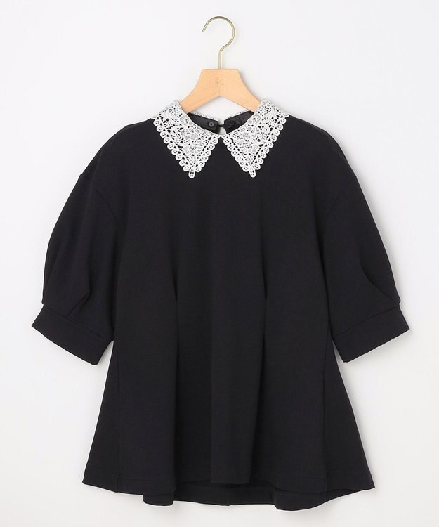 組曲 S 【先行予約・2WAY】レース襟フレンチテリーフレア カットソー ブラック系