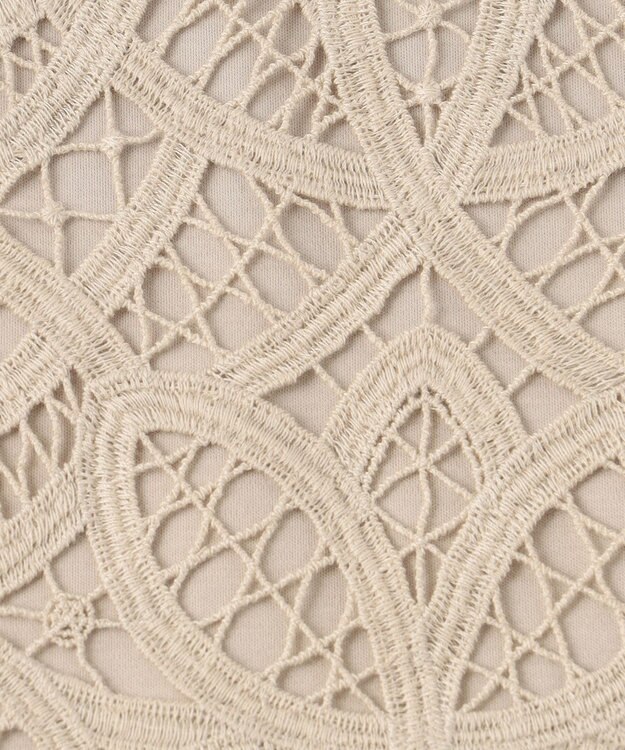 23区 L 【洗える/汗じみ防止加工】エンブロイダリージャージー フレンチスリーブ カットソー ベージュ系