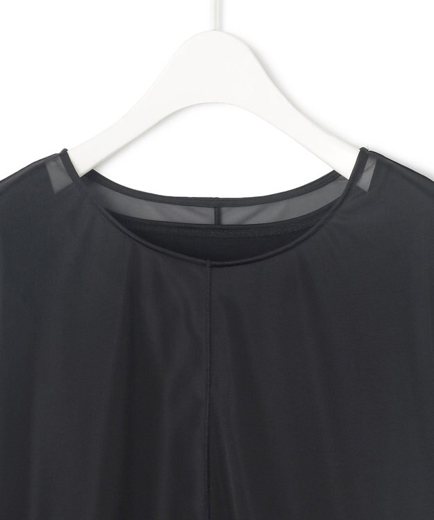 ICB 【洗える】ハイゲージチュールコンビ カットソー ブラック系