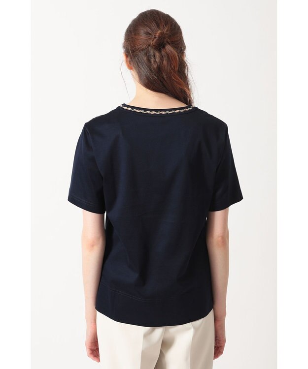 DAKS ミニハウスチェック襟 Tシャツ ネイビー