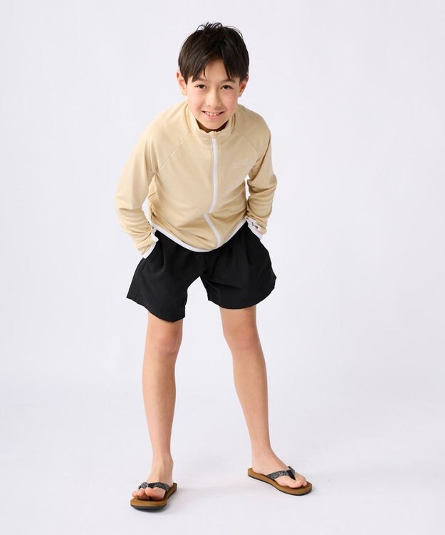 OP／FILA 【Ocean Pacific】フルジップ OPロゴラッシュガード ベージュ