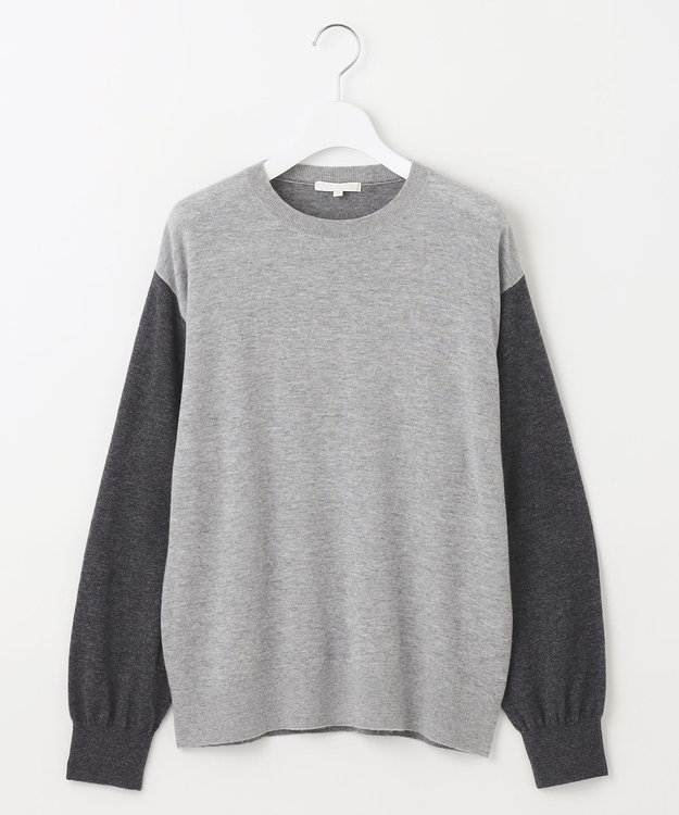 自由区 L 【カタログ掲載】ファインウールカシミヤクルーネック ニット グレー系