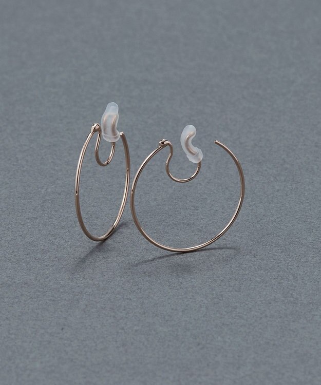 Phoebe 〈痛くないシリーズ〉スリムビッグフープライトフィットイヤリング シンプル/フープイヤリング/細い シャンパンゴールド