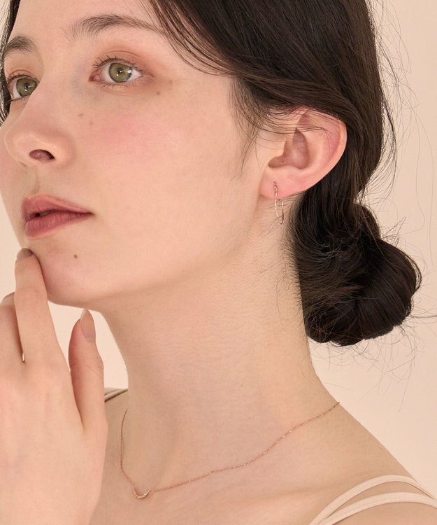 Phoebe 〈痛くないシリーズ〉スリムビッグフープライトフィットイヤリング シンプル/フープイヤリング/細い シャンパンゴールド