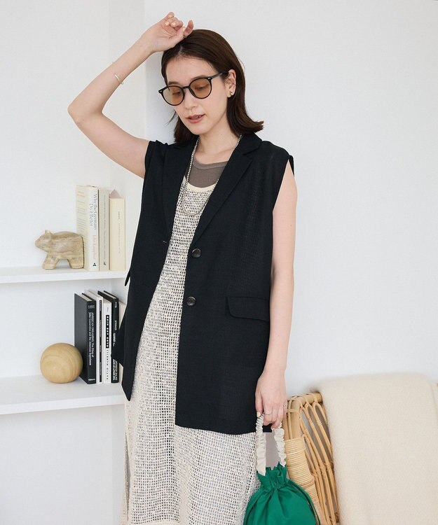 Green Parks メッシュロングベスト Light Beige