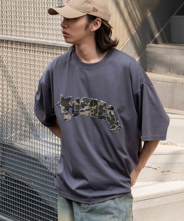 WEGO ダメージアップリケグラフィックT（SS） スミクロ