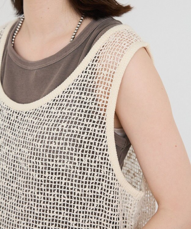 Green Parks メッシュロングベスト Light Beige