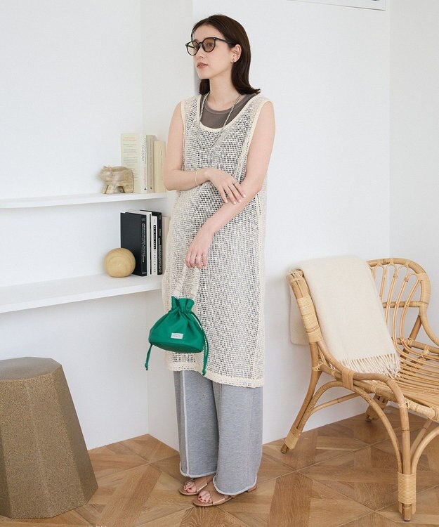 Green Parks メッシュロングベスト Light Beige