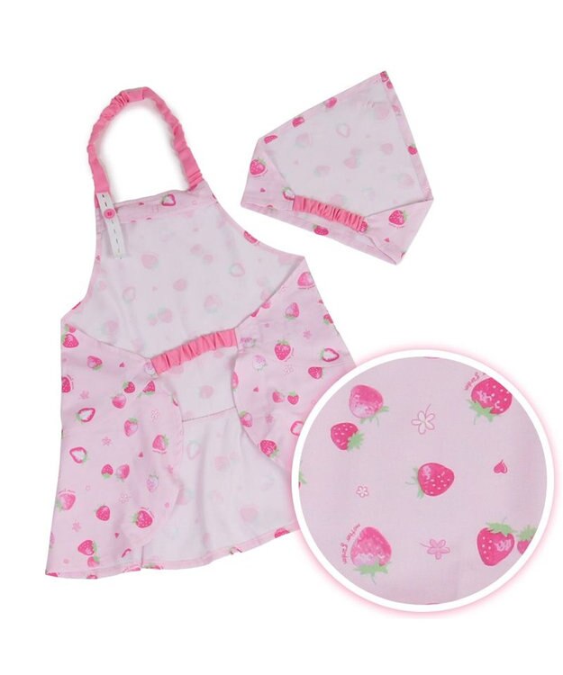 Mother garden マザーガーデン 野いちご キッズエプロン & 三角巾 セット 100cm スケッチ柄