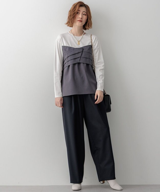 23区 S ナチュラルストレッチサキソニー バレル パンツ ダークネイビー系