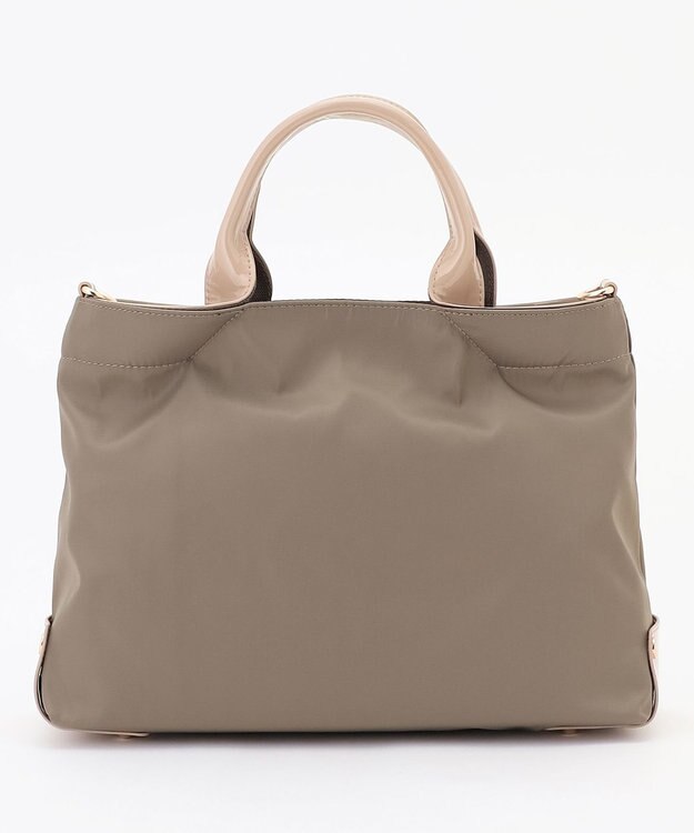 LA BAGAGERIE ツイルナイロン×エナメル 2WAYトートバッグ Sサイズ グレージュ
