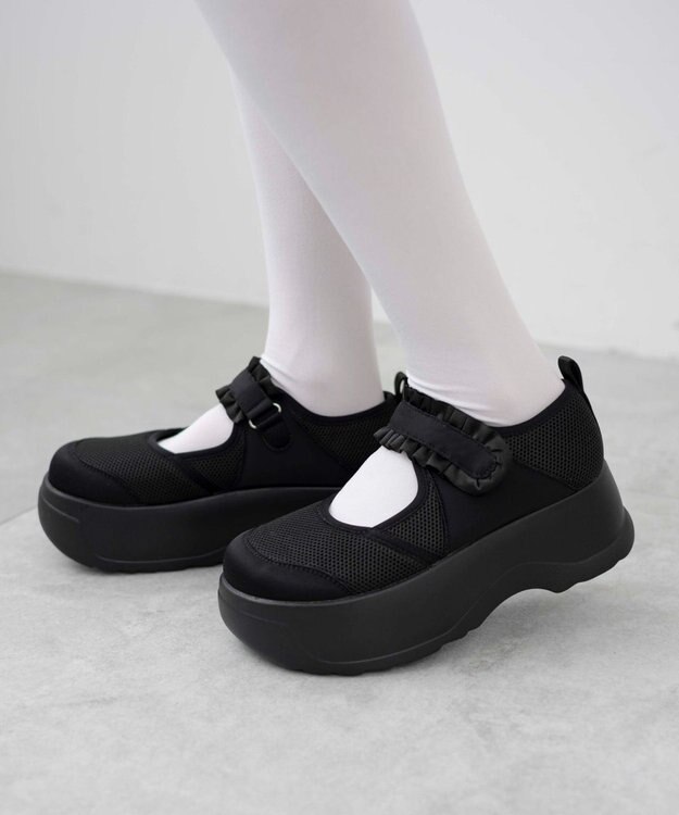 WEGO フリルベルクロシューズ ブラック