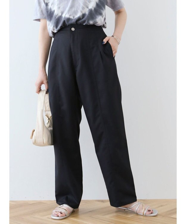 Green Parks ・ＥＬＥＮＣＡＲＥ　ＤＵＥ　センターシームタックパンツ Black