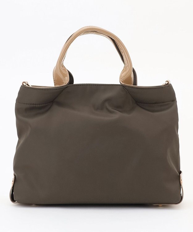 LA BAGAGERIE ツイルナイロン×エナメル 2WAYトートバッグ Sサイズ カーキ