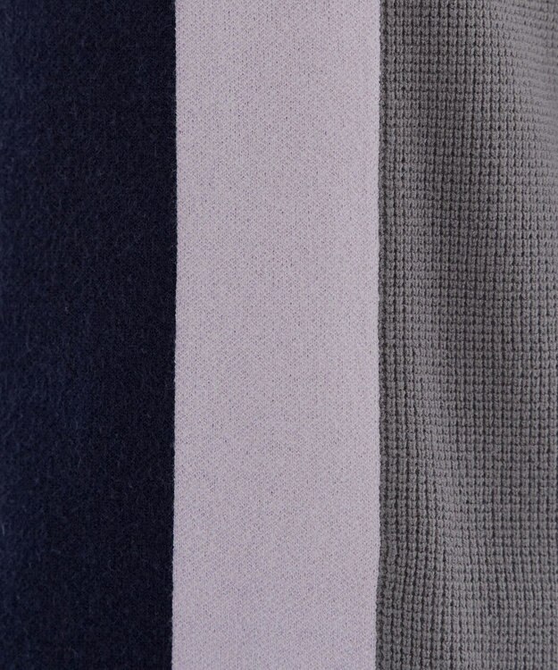 Tiaclasse 配色ワッフル切替ニットチュニック ネイビー