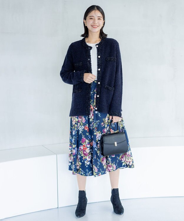 組曲 S 【23AW】ローズブーケプリント フレアスカート ネイビー系5