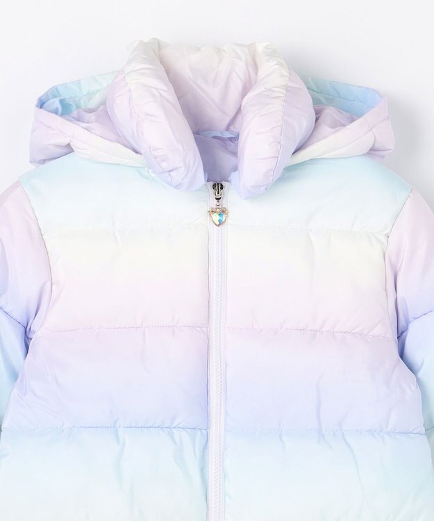 ANY KIDS 【フード取り外し/洗濯機可能】中綿フリル リボンコート レインボー