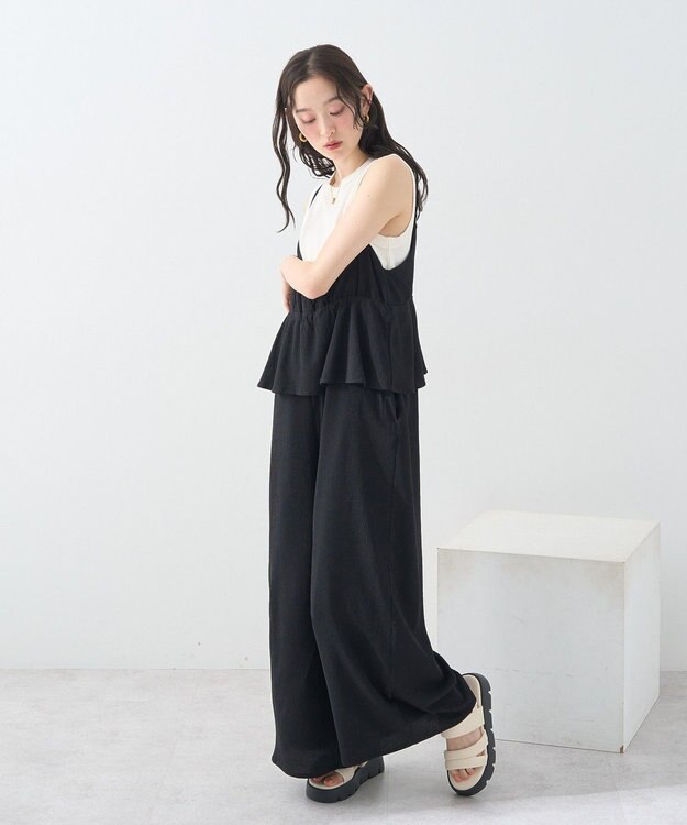 earth music&ecology ペプラムロンパース Black