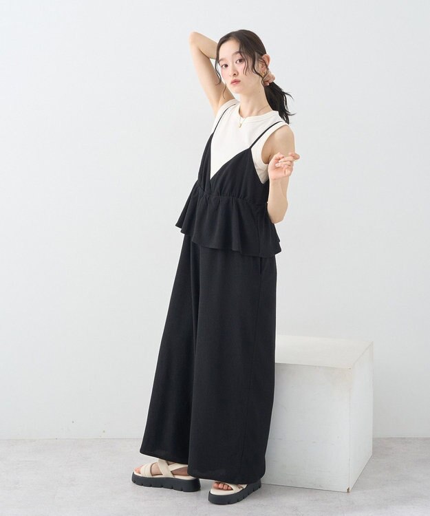 earth music&ecology ペプラムロンパース Black