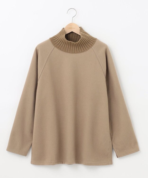 SHARE PARK LADIES ラグランスリープハイネックプルオーバー キャメル