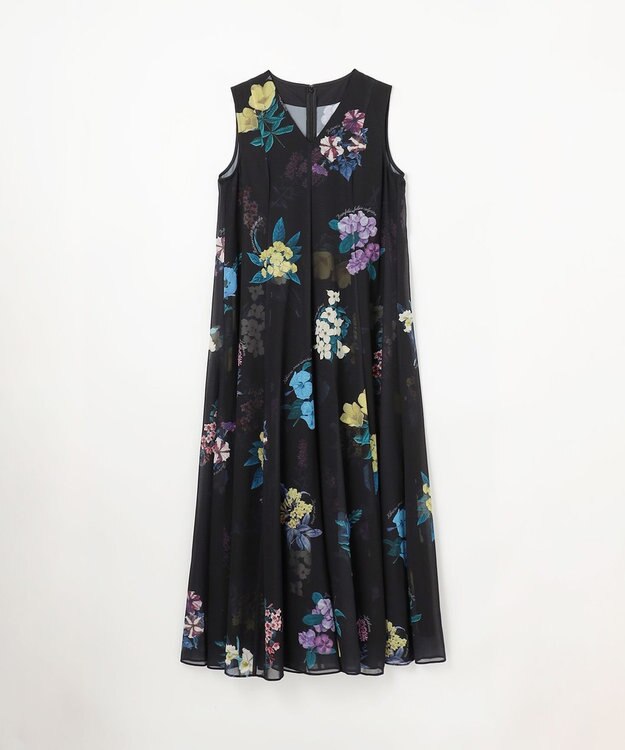 GRACE CONTINENTAL ボタニカルレイヤードワンピース ブラック