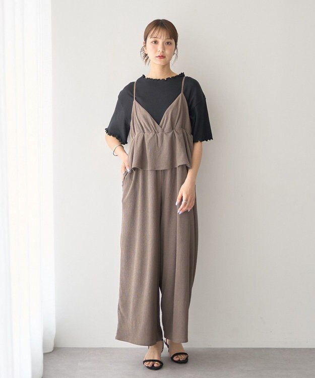 earth music&ecology ペプラムロンパース Mocha