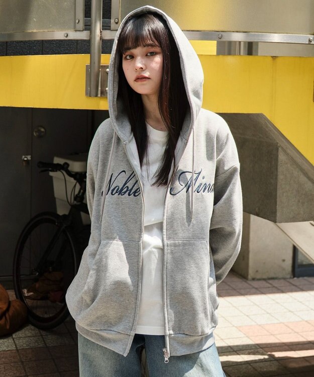 WEGO 【25年秋冬新作/ユニセックス着用ITEM/SMLサイズ展開】グラフィックロゴダブルZIPパーカー グレーその他