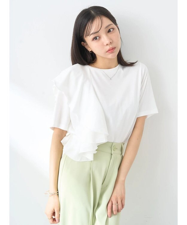 earth music&ecology アシメフリルプルオーバー Ivory