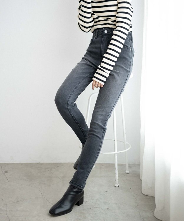 WEGO ハイウエストストレッチスキニーパンツ ブラック