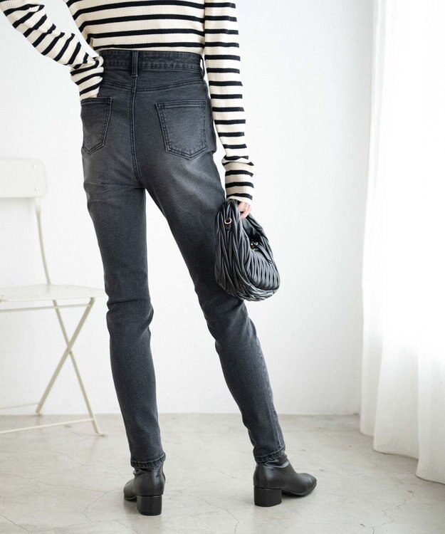 WEGO ハイウエストストレッチスキニーパンツ ブラック