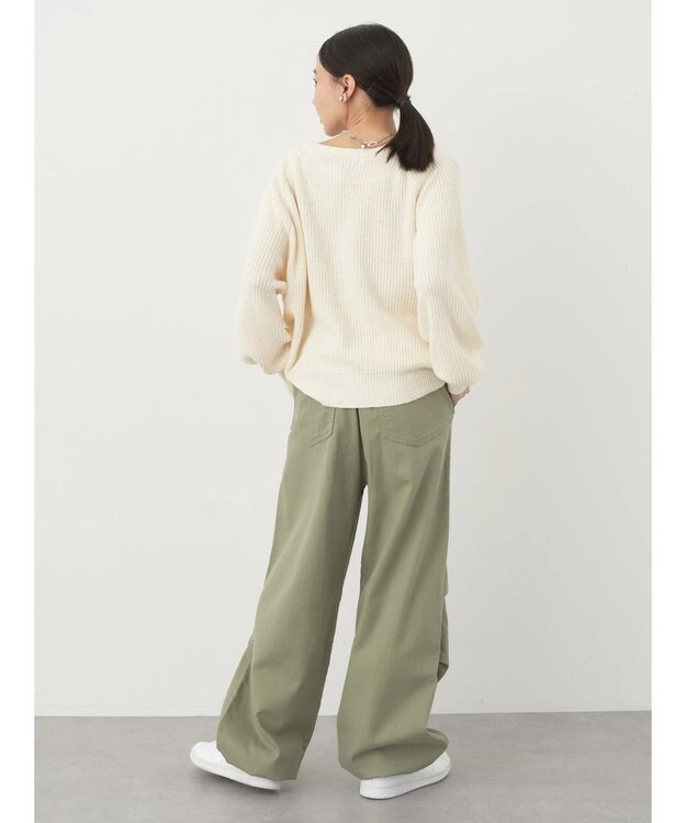 earth music&ecology ブークレーキーネックカーディガン Ivory