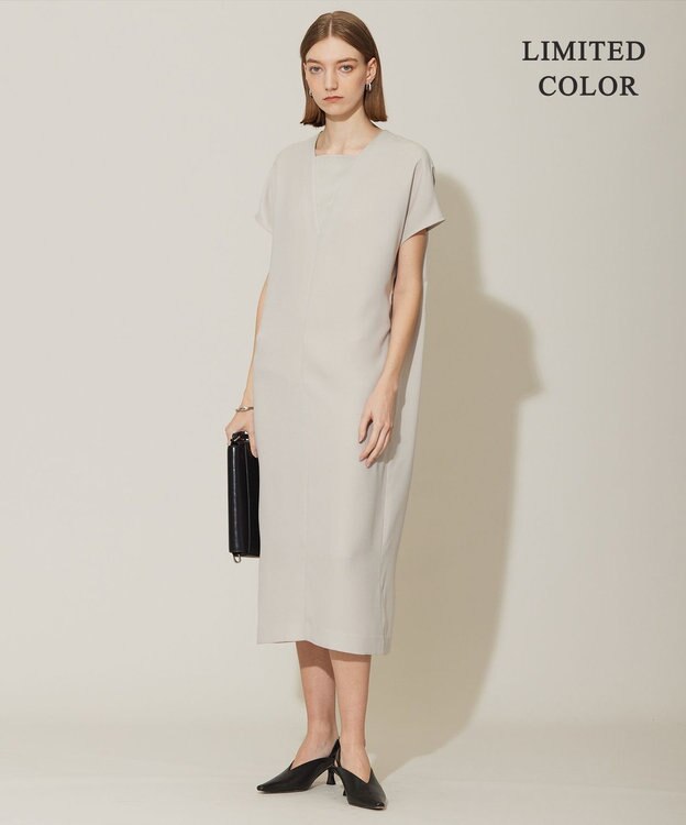 ICB 【接触冷感・UVケア・速乾・洗える】FluidBackSatin レイヤードデザインワンピース トープ系［WEB限定］