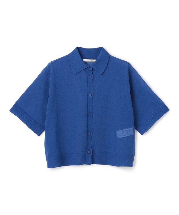 BEIGE， 【洗える・Oggi10月号掲載】MILANO / リネン混シアーポロカラーニット Blue