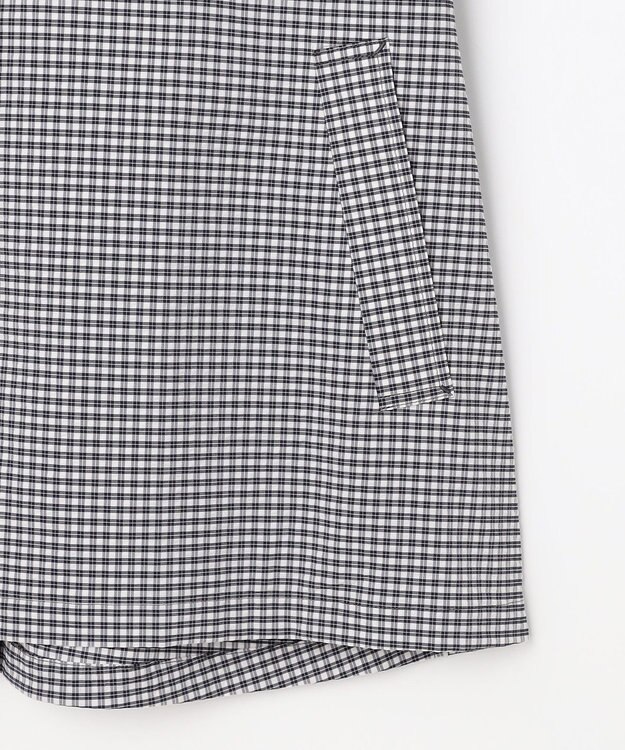 J.PRESS LADIES Lightストレッチチェック スタンドカラー コート ダークネイビーギンガム系