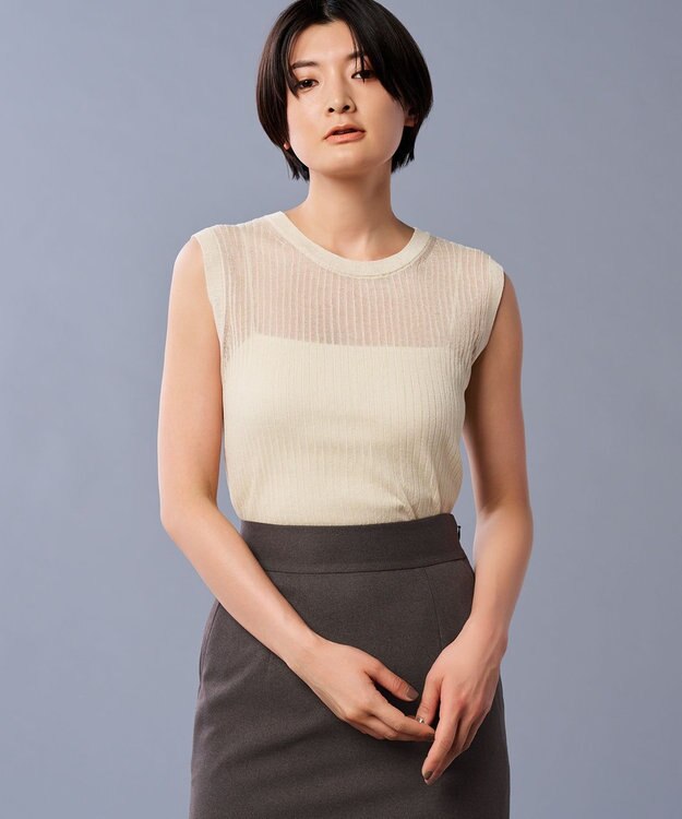 uncrave シアー リブ ノースリーブ ニット（uncrave STANDARD） ベージュ