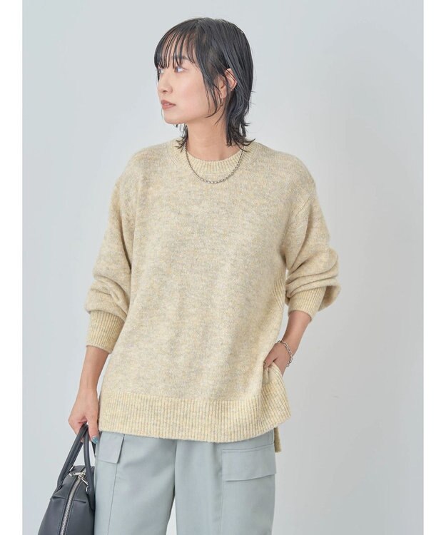 Green Parks ラメ糸ミックスニットプルオーバー Yellow