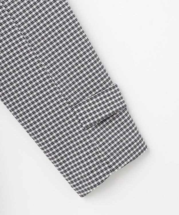 J.PRESS LADIES Lightストレッチチェック スタンドカラー コート ダークネイビーギンガム系