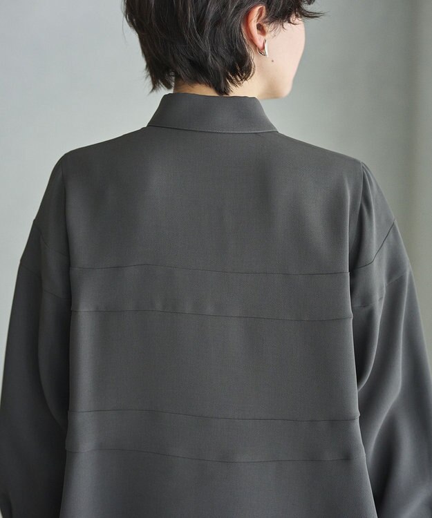 #Newans 【洗濯機可能】Aラインパネルチュニックシャツ チャコール