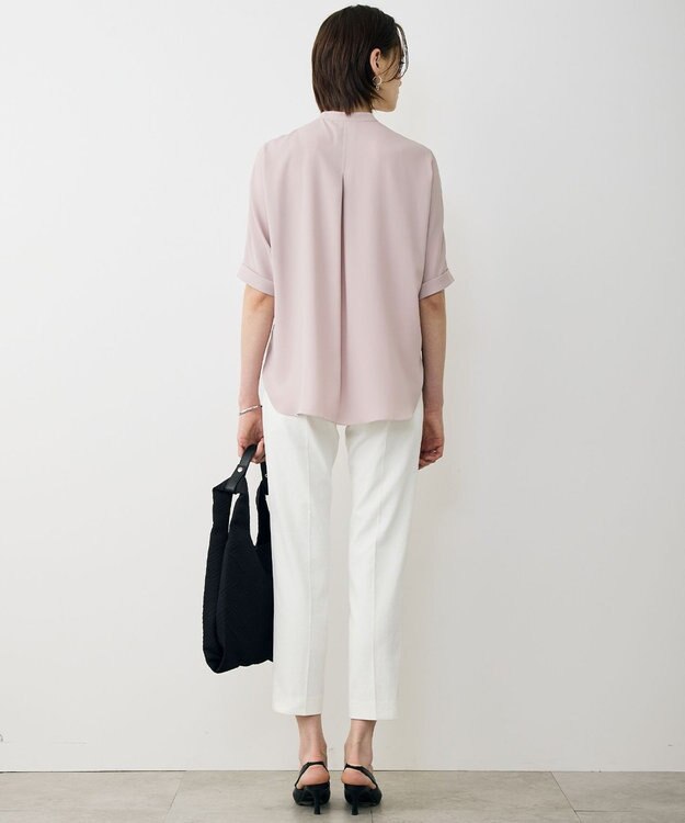 ICB L 【先行予約・WEB限定カラーあり】BackSatinAmunzen 5分袖バンドカラーブラウス ヘイズピンク