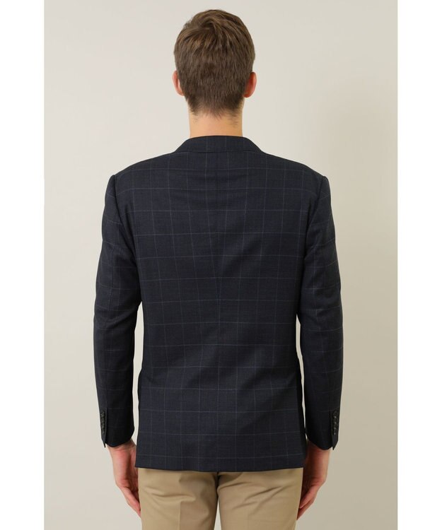 DAKS ウールチェックジャケット ネイビー