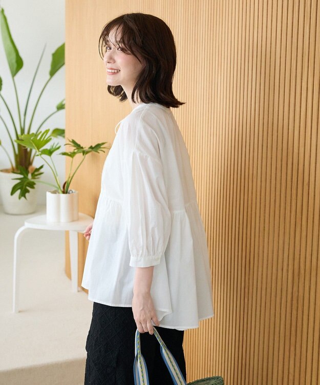 Green Parks ピンタックブラウス White