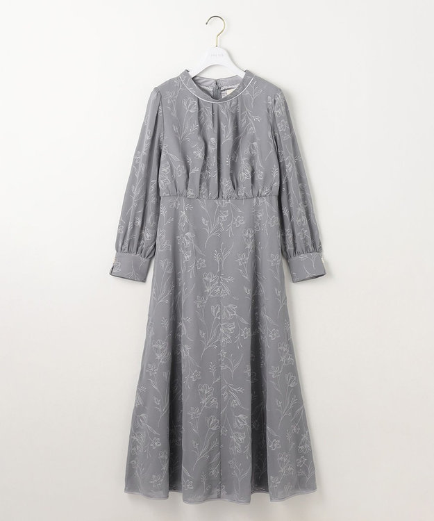 ANY SIS 【Lily Calin】ラインエンブロイダリー ドレス アイスグレー