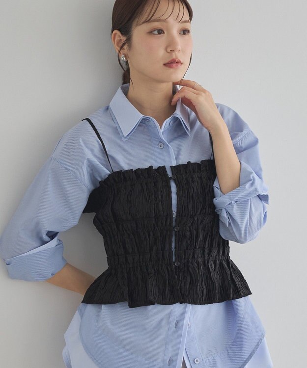 earth music&ecology シャーリングビスチェ Black