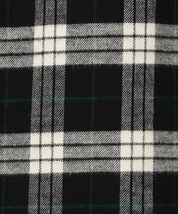 J.PRESS LADIES L コットン起毛タータンチェック シャツ ブラウス ブラック×オフチェック系