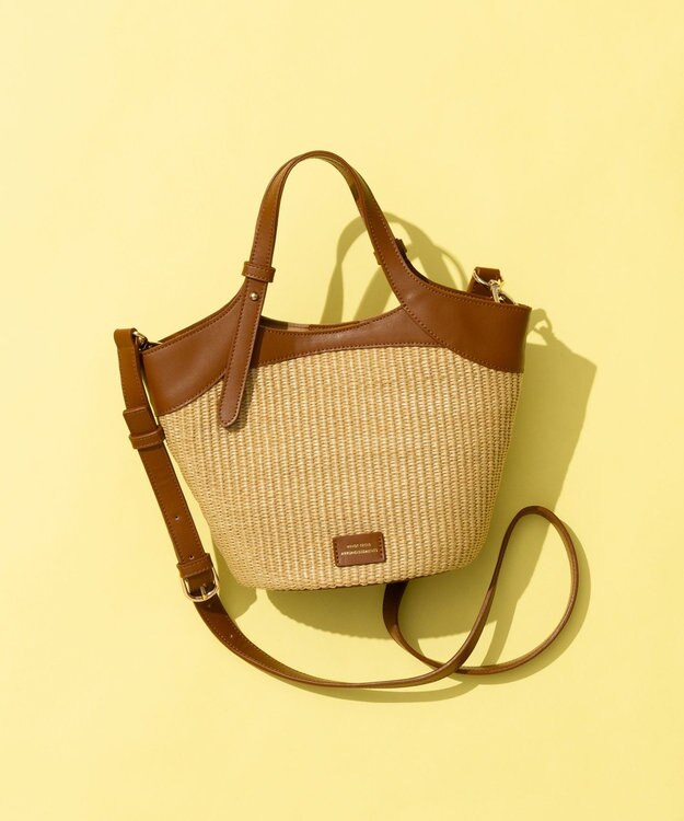 23区 雑材 ショルダーバッグ ナチュラル×ブラウン