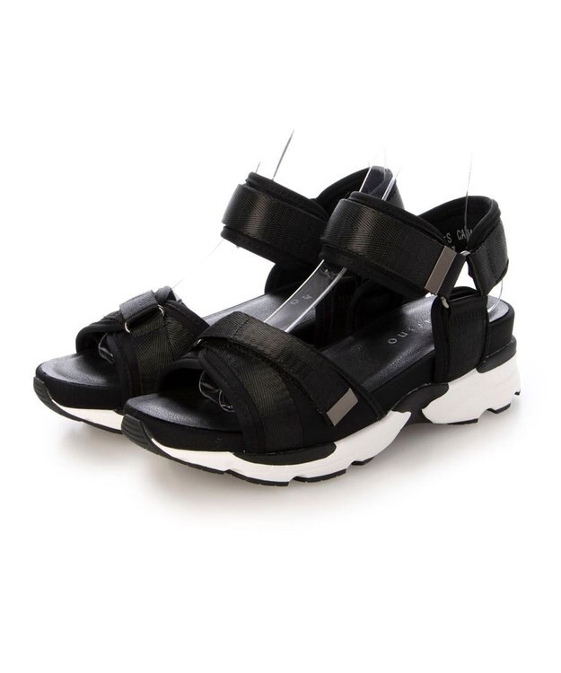 MODE ET JACOMO <carino>厚底クロスベルトスポーツサンダル ブラック