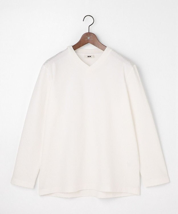 JOSEPH ABBOUD 【キングサイズ・上質な肌触りと美しい光沢感 】ブロックリンクス 長袖Ｔシャツ　26SSモデル ホワイト系