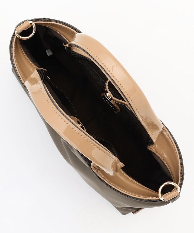 LA BAGAGERIE ツイルナイロン×エナメル 2WAYトートバッグ Sサイズ カーキ