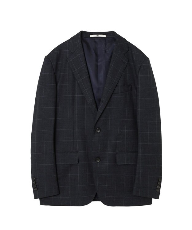 DAKS ウールチェックジャケット ネイビー