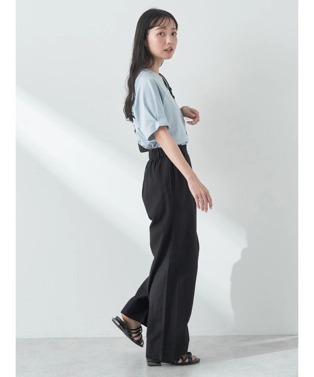 earth music&ecology 綿麻キャンブリッククロップドパンツ Black